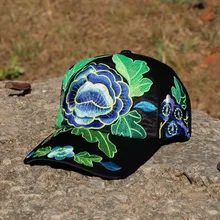 Национальный Ветер вышивка цветы бейсбольная бейсболка с возможностью регулировки размера шляпы для женщин 115