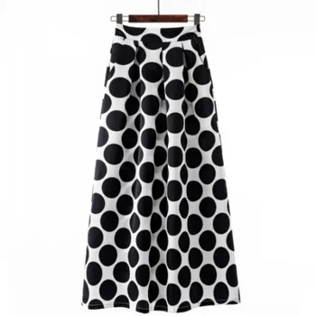 

Plus Size Polka Dot Maxi Skirt Winter 2020 Fashion Vintage High Street A-line High Waist Floral Long Skirts for Women Jupe Longa