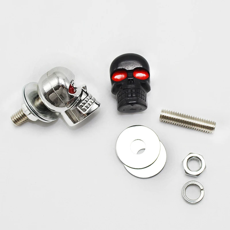 Motorcycle Skull License Plate Frame Bolts motorcycle accessories motorcycle screws motorcycle fasteners 2pcs