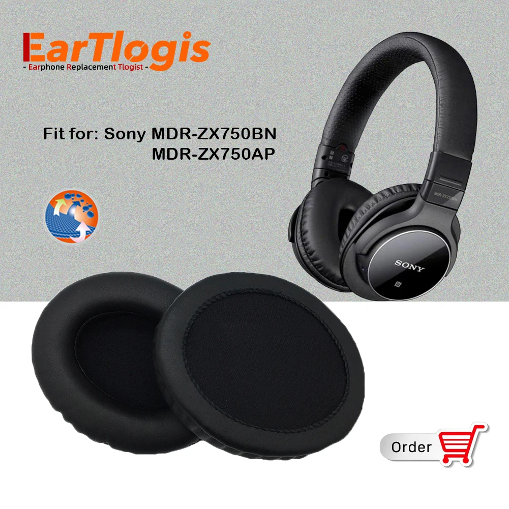 

EarTlogis Replacement Ear Pads for Sony MDR ZX 750BN 750AP MDR-ZX750BN MDR-ZX750AP Headset Parts Earmuff Cover Cushion Cups