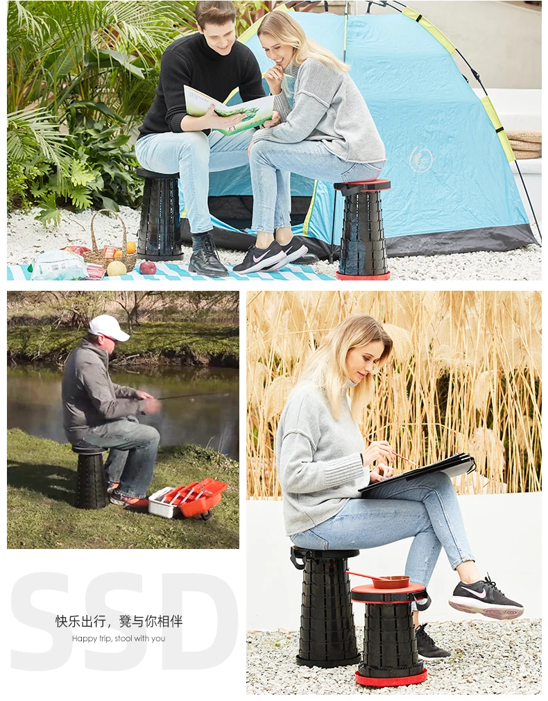 Retractable Stool Folding Chiar Outdoor Portable Stool Folding Chair Camping Stool Convenient Fishing Chair Foldable
