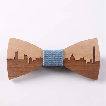 

Wedding Bow Tie Wooden Butterfly City Skyline For Men's Suit Shirt Necktie Jewelry Accessory