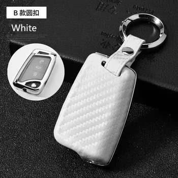 

Carbon Fiber Galvanized Alloy Car Key Case Bag Cover For Volkswagen VW Golf 7 MK7 Tiguan Touran 2017