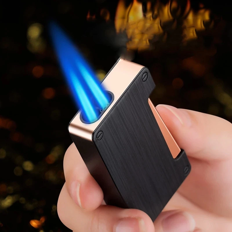 

Powerful Double Torch Gas Lighter Windproof Jet Butane Turbo Lighter Inflatable Cigar Pipe 1300 C Spray Gun Torch Lighter Gift