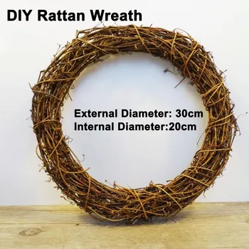 

Behogar Round Rattan Wreath Branch Garland Hoop for DIY Crafts Easter Christmas Wedding Holiday Door Window Decor 30cm Diameter