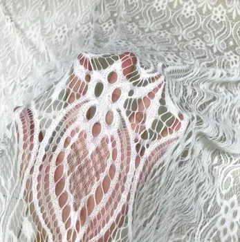 

100*150cm Black White Soft Hollow Stretch Lace fabric curtain wedding Dance diy textiles elastic tissu cloth fabric C955
