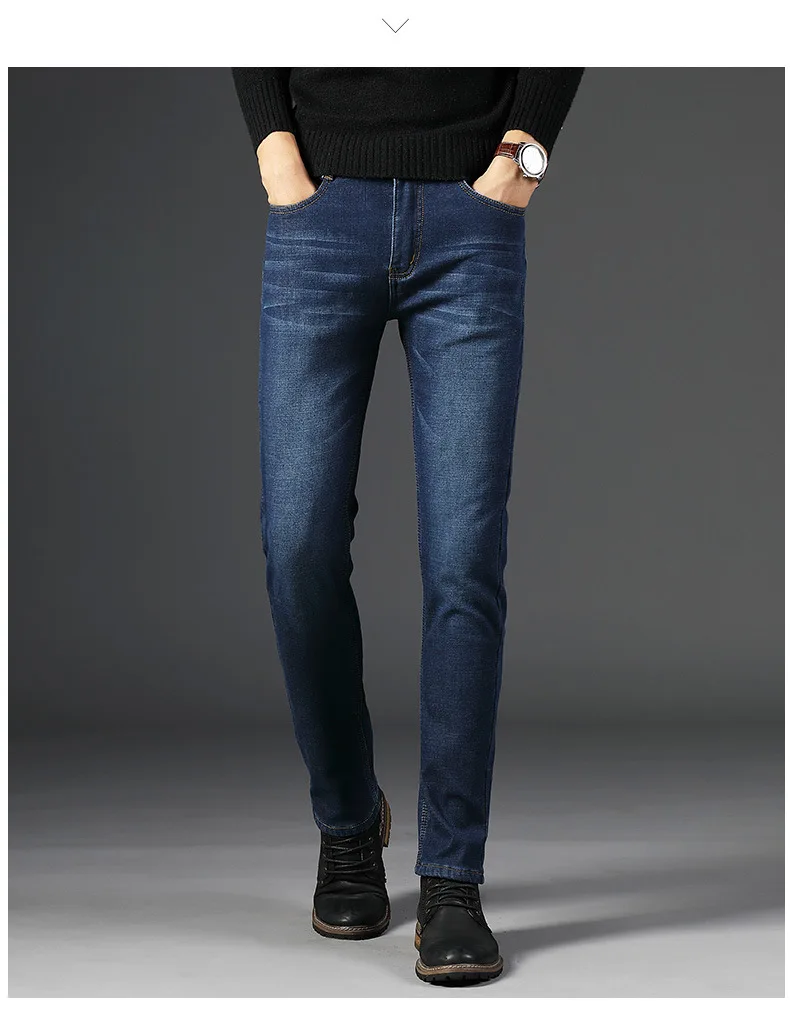 2019CHOLYL Новые мужские теплые джинсы высокого качества Известные бренды осенние зимние джинсы теплые флокированные эластичные мягкие мужские джинсы