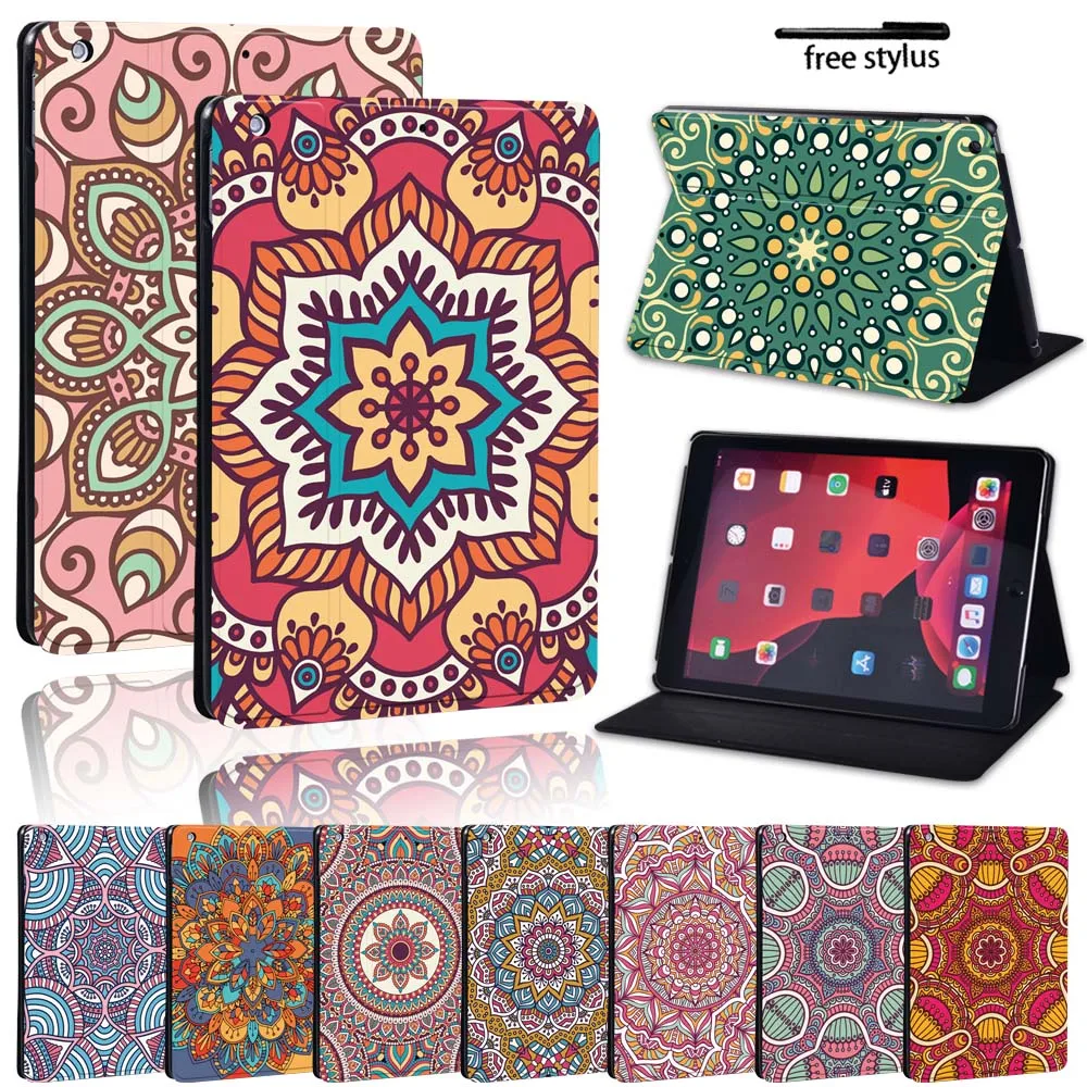 

Mandala Pu Leather Stand Cover Case for Apple IPad/iPad Mini/ IPad Air/iPad Pro Tablet Lightweight Durable Protective Case