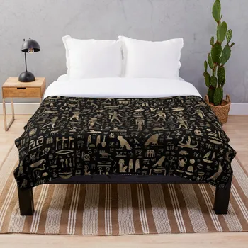 

Ancient Egyptian Gods and hieroglyphs Black Throw Blanket Soft Sherpa Blanket Bed Sheet Single Knee Blanket Office Nap Blanket