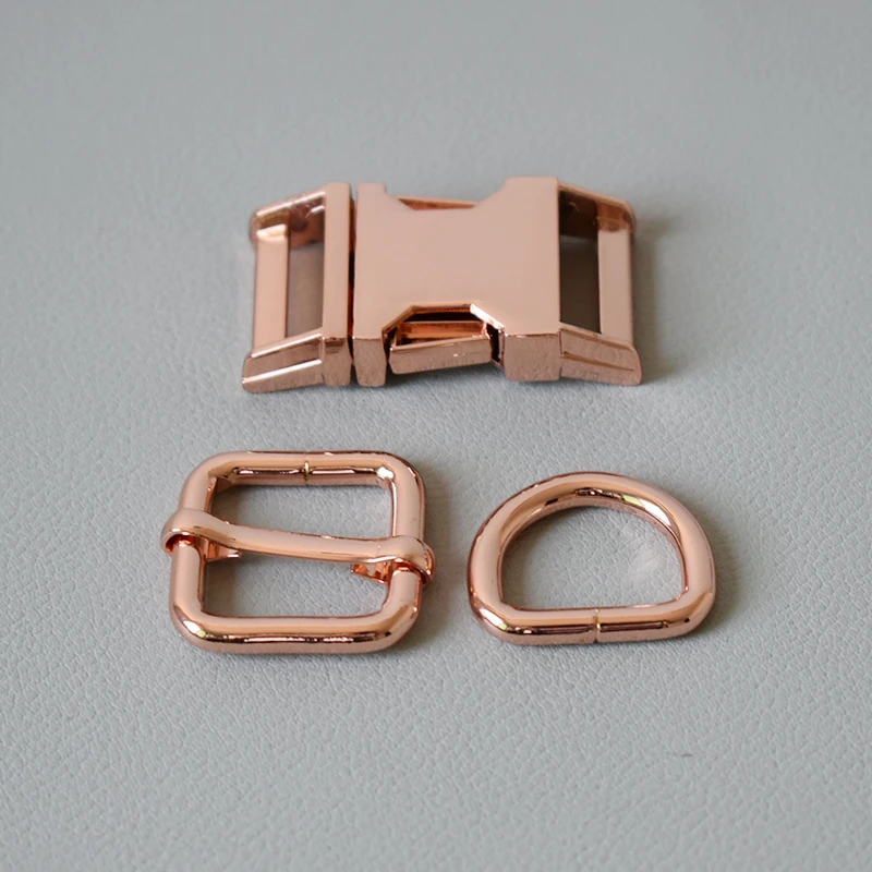 Rose Gold 10 компл./лот кольцо в виде буквы D с металлической пряжкой С Регулируемыми пряжками вверху 20 мм холщовый рюкзак сумка Запчасти Полиэстеровые ленты ошейник для собак, аксессуары для шитья - Цвет: Rose Gold