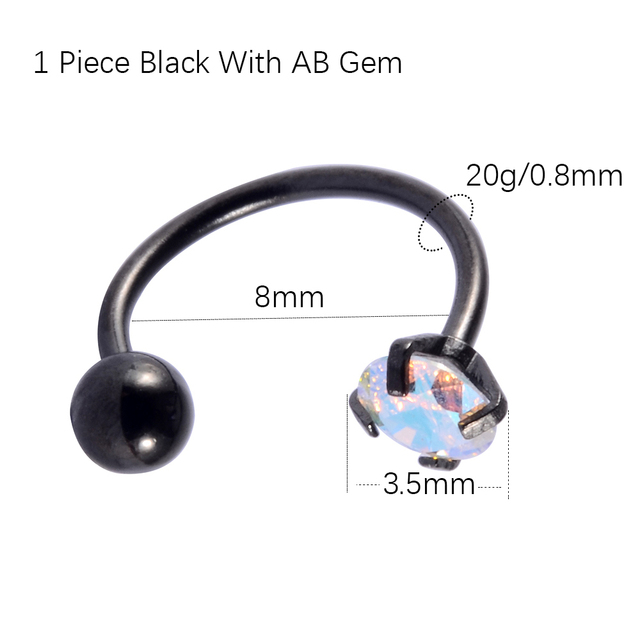 6/8mm Stainless Steel Zircon Cz Hoop Tragus Cartilage Helix Stud Earring Conch Rook Daith Lobe Ear Screw Piercing Jewelry