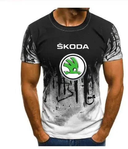 Брендовая Футболка с принтом для Skoda logo Летняя мужская футболка с коротким рукавом H