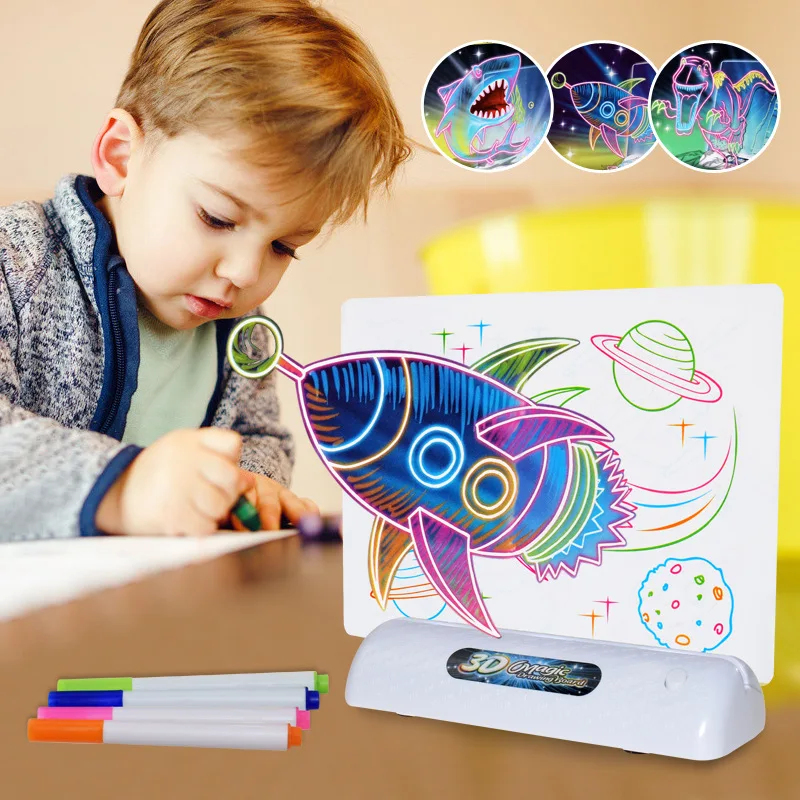 New Product 3D Fluorescent Drawing Board Magical Luminous Writing Graffiti Creative Puzzle Gifts for Children Kids | Игрушки и хобби