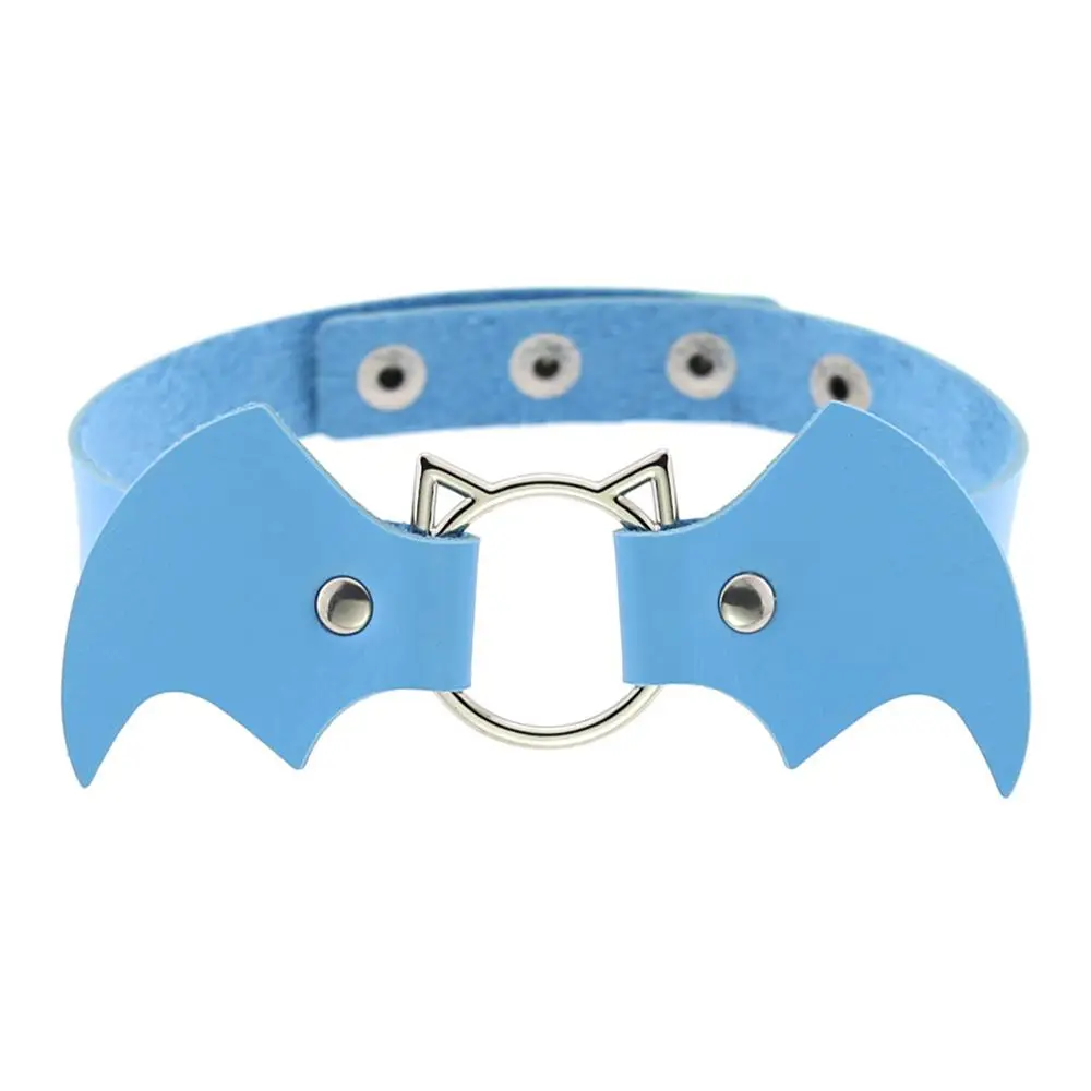 sky blue DIEZI Винтаж Панк готика, Харадзюку Косплей Черный Белый из искусственной кожи летучая мышь колье ожерелье для женщин мужчин State мужчин t ожерелье s ювелирные изделия - Окраска металла: sky blue