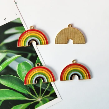 

10pcs Rainbow Alloy Enamel Charms Gold Tone Drop Oil Rainbow Pendants Necklace Bracelet Earring Floating DIY Jewelry Accessory