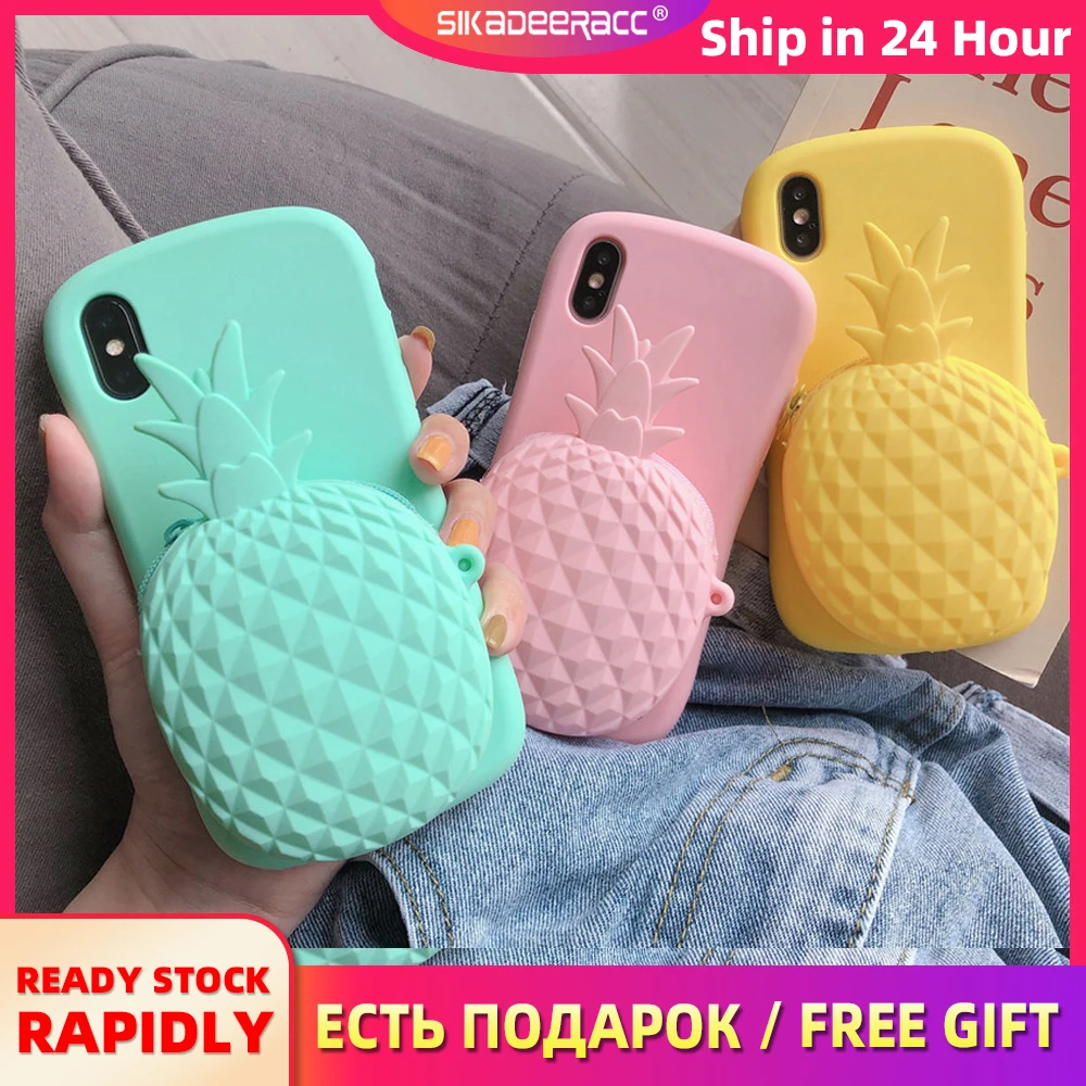 Сумка для монет с рисунком Pinapple 3D кошелек на молнии фруктами чехлы телефонов iPhone X