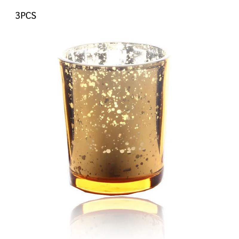 Gold 3PCS Многоцветный Стекло подсвечники изысканное ТРАПЕЦИЕВИДНОЕ ужин Украшение стола орнамент свеча вечерние свадебные домашний декор канделябры 3 6 штук в партии - Цвет: Gold 3PCS