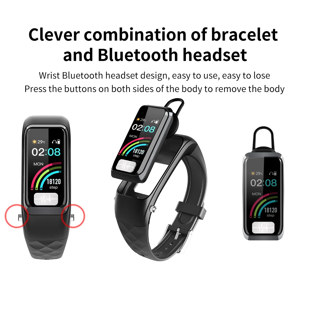 Смарт-часы H207, Bluetooth наушники-браслет, Смарт-часы, фитнес-трекер, Смарт-часы для мужчин и женщин, водонепроницаемый смарт-браслет