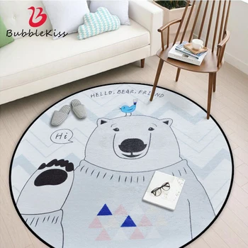 

Bubble Kiss Round Carpet Nordic Style Bedroom Decor Double Layer Cotton Rug Cute Cartoon Pattern Children's Room Non-Slip Carpet