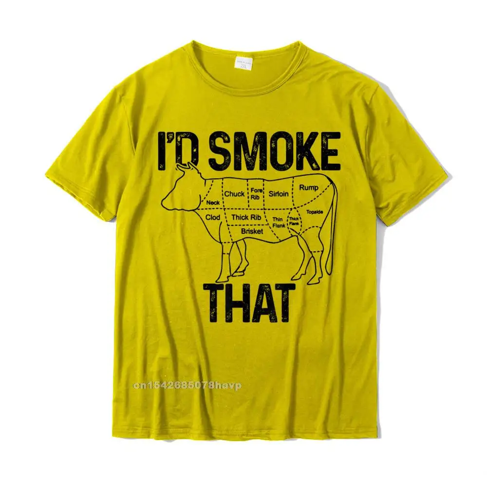 Cool Normal Normal Short Sleeve Summer Tops & Tees Cute O-Neck Cotton Fabric Tops Shirts Men T Shirts Top Quality Mens Chef Butcher Cook BBQ Id Smoke That Cow Beef Funny Gift T-Shirt__21514. yellow
