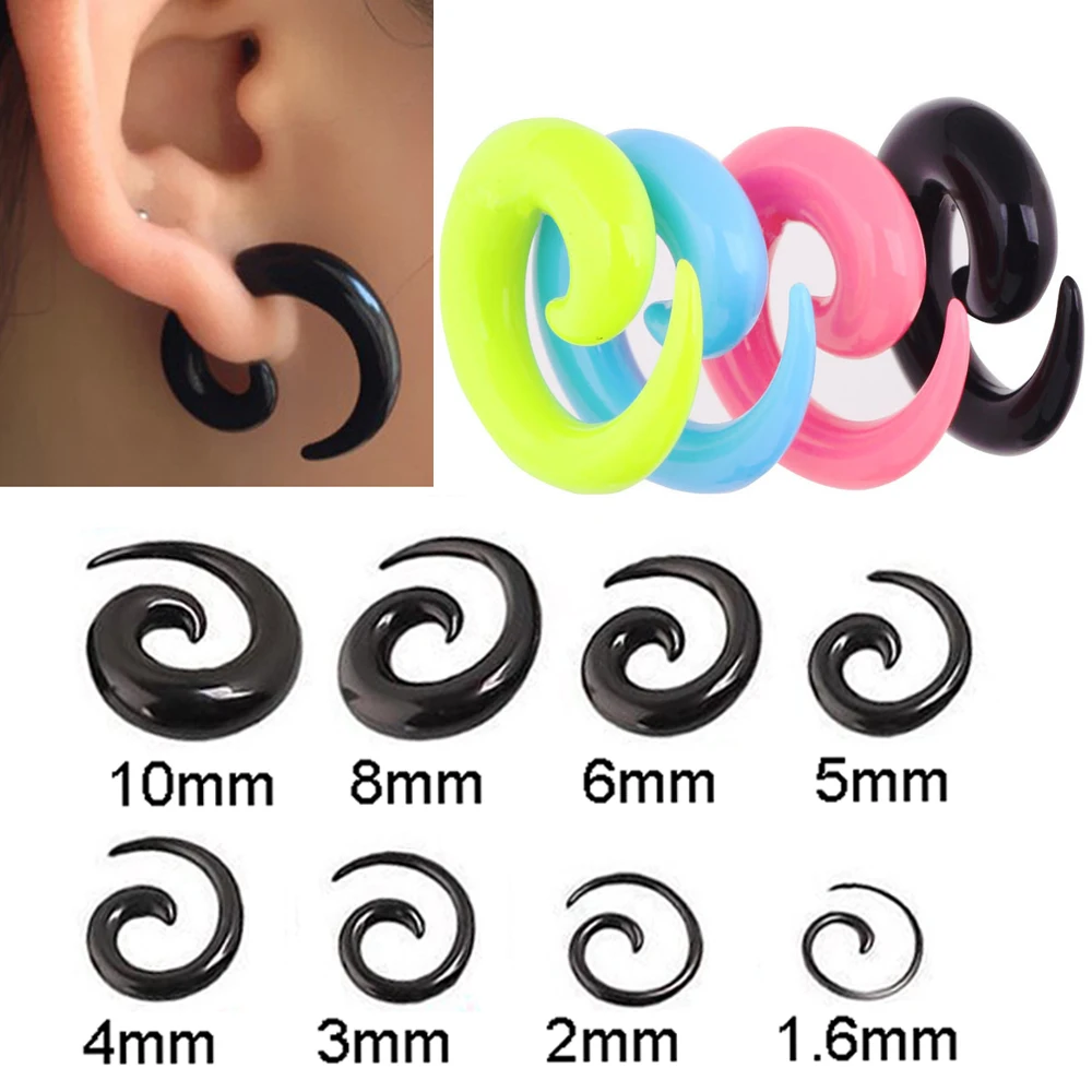 Body Piercing Earrings 1 Pair Goth Acrylic Earrings Spiral Taper Flesh Tunnel Ear Rings Piercing Stretcher Expander Stretching Plug Body Jewelry