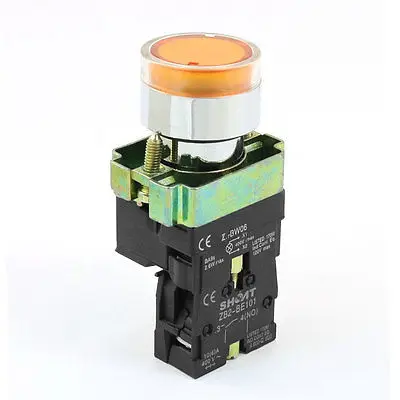 

10A 6A 400VAC N/O SPST Yellow Light Momentary Push Button Switch