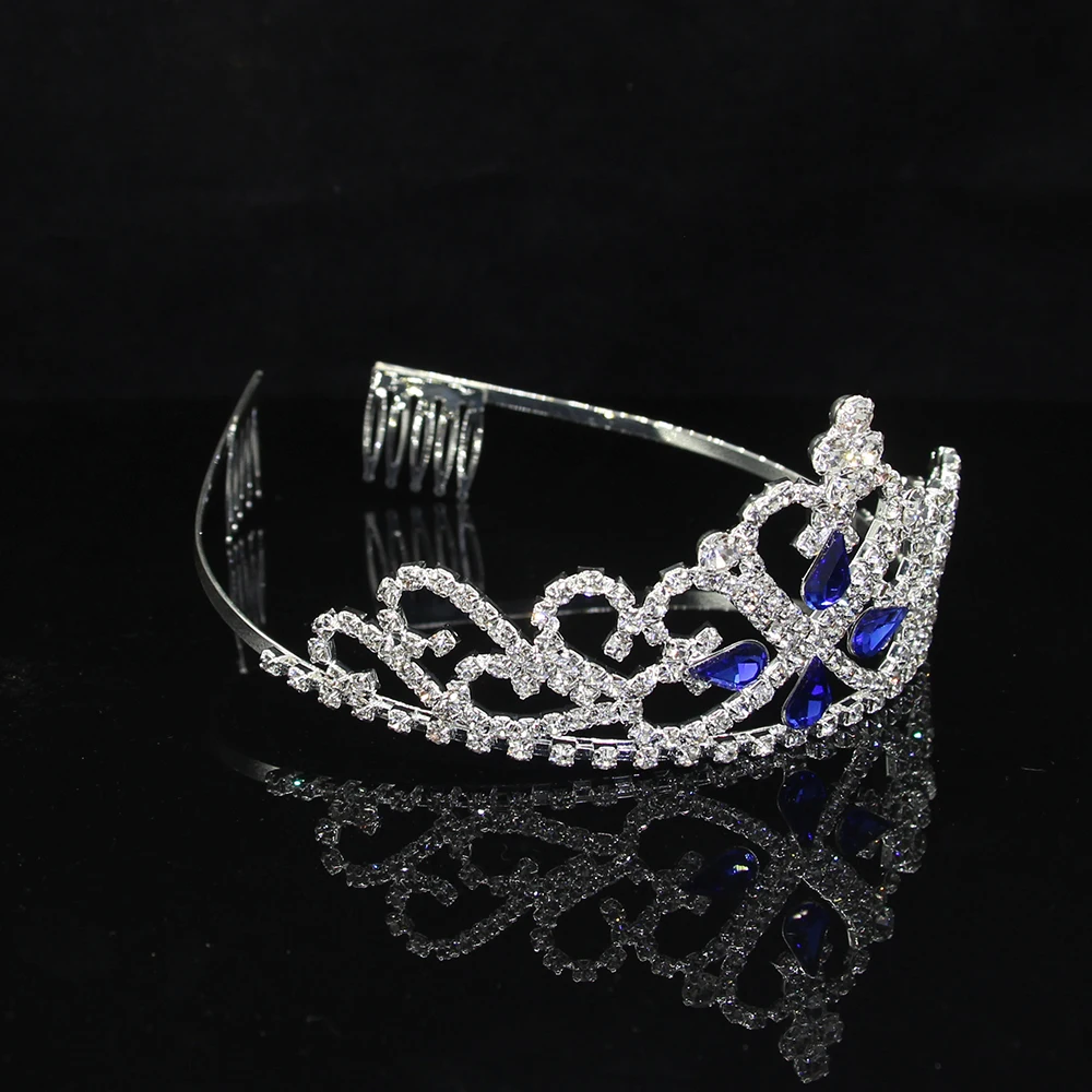 Five Color Flower Bridal Rhinestone Hair Tiara Veil Headband Prom Wedding Crown 
