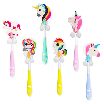 

6Pcs/Set Unicorn Wall-Mounted Suction Cup Tooth Brush Holder Cup Holder Antibacterial Hook ToothBrush Set Holder Bathroom Gadget