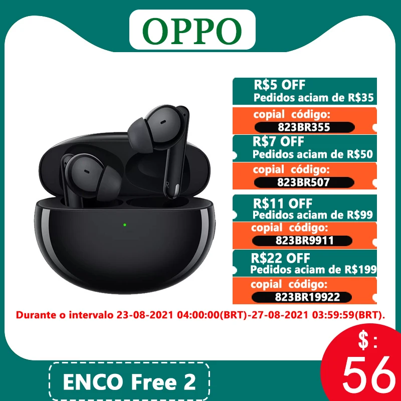 Беспроводные TWS наушники OPPO ENCO FREE 2/free W52 Bluetooth 5 2 наушники-вкладыши с защитой от