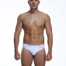 Мужской сексуальный купальник с низкой талией с широкими полями, однотонные хлопковые u-образные трусы