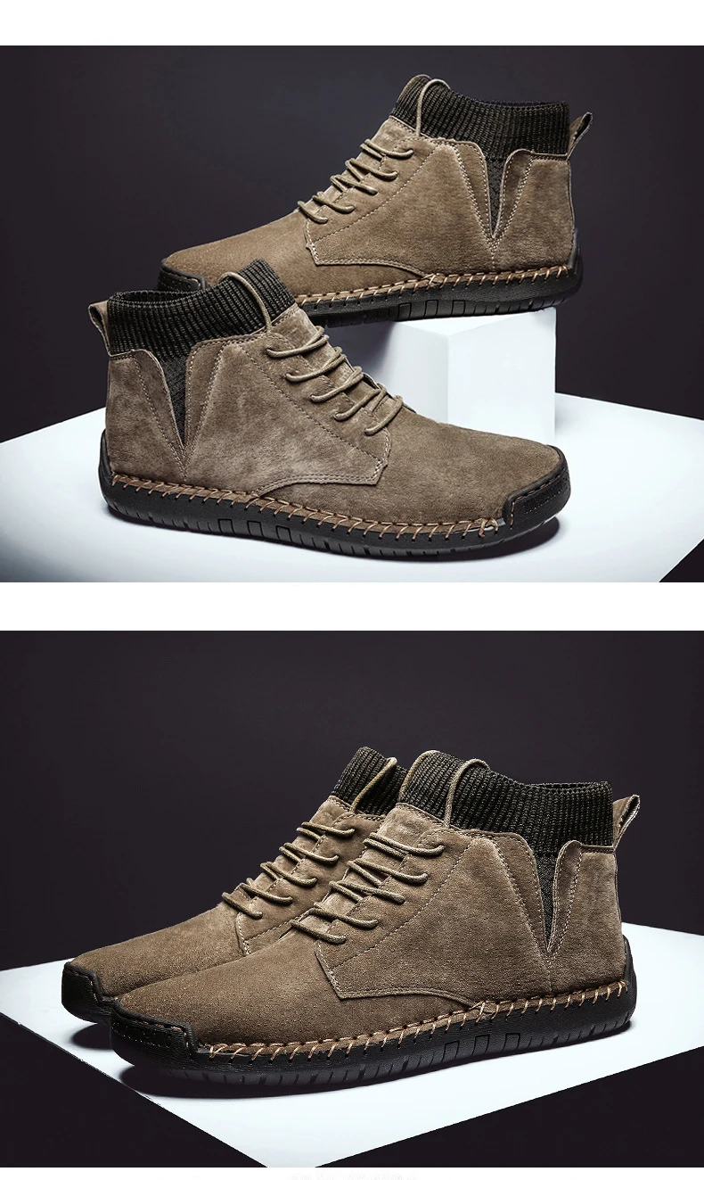 UEXIA, новая обувь размера плюс, мужские зимние ботинки, замшевые кожаные ботинки, мужские зимние ботинки, кожаные мужские ботильоны на меху