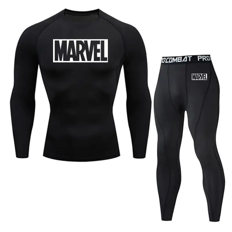 Хит, Marvel, мужской комплект нижнего белья, мужское нижнее белье, наборы 3/шт, компрессионное нижнее белье, Мужская одежда для фитнеса, толстовка+ леггинсы - Цвет: 2-piece set