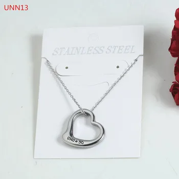 

Fashion Women Men Silver Color Gold Stainless Steel Hollow Heart Lock Key Round UNO 50 Jewelry Neckalce