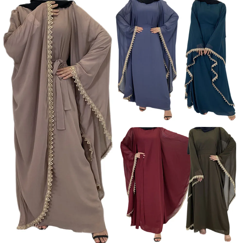 

Abayas Kaftan Muslim Long Maxi Robe For Women Islamic Ramadan Loose Arabic Robe Dubai Long Dress Batwing Sleeve Middle East