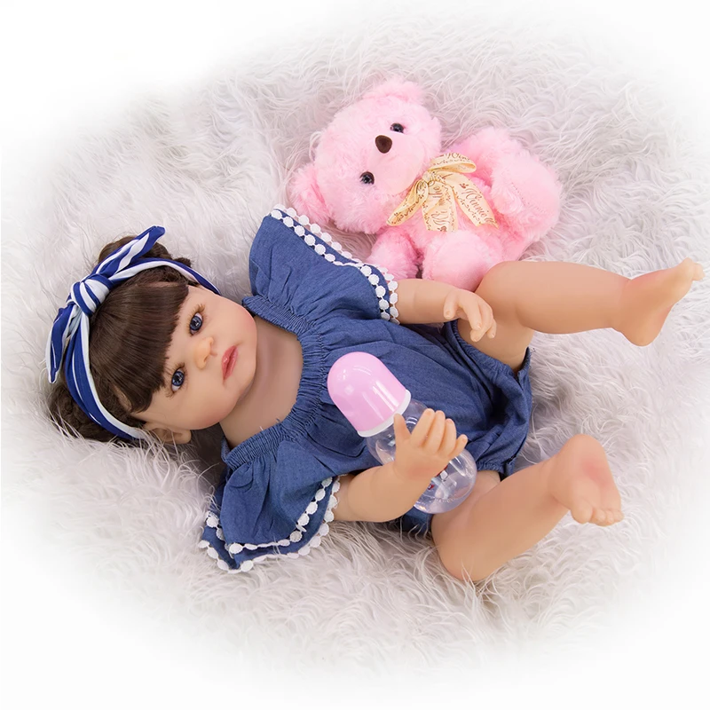 Boneca reborn bebe настоящая силиконовая кукла для тела 2" 57 см милая Кукла reborn для маленьких девочек с медведем плюшевые игрушки в подарок