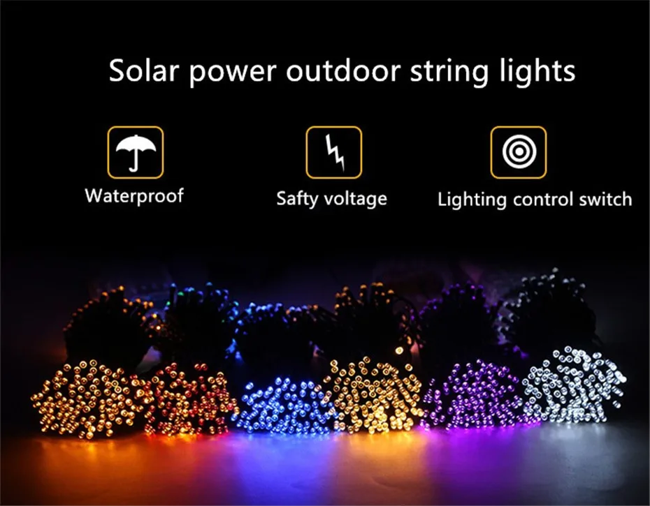 Solar powered string lights outdoor use waterproof decoration lights for Tree