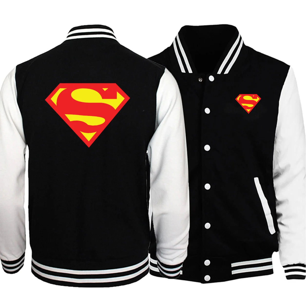 Горячая Распродажа зимние куртки с принтом Супермена мужская бейсбольная одежда модная уличная куртка-бомбер в стиле хип-хоп Высокое качество Мужское пальто - Цвет: Black White 6