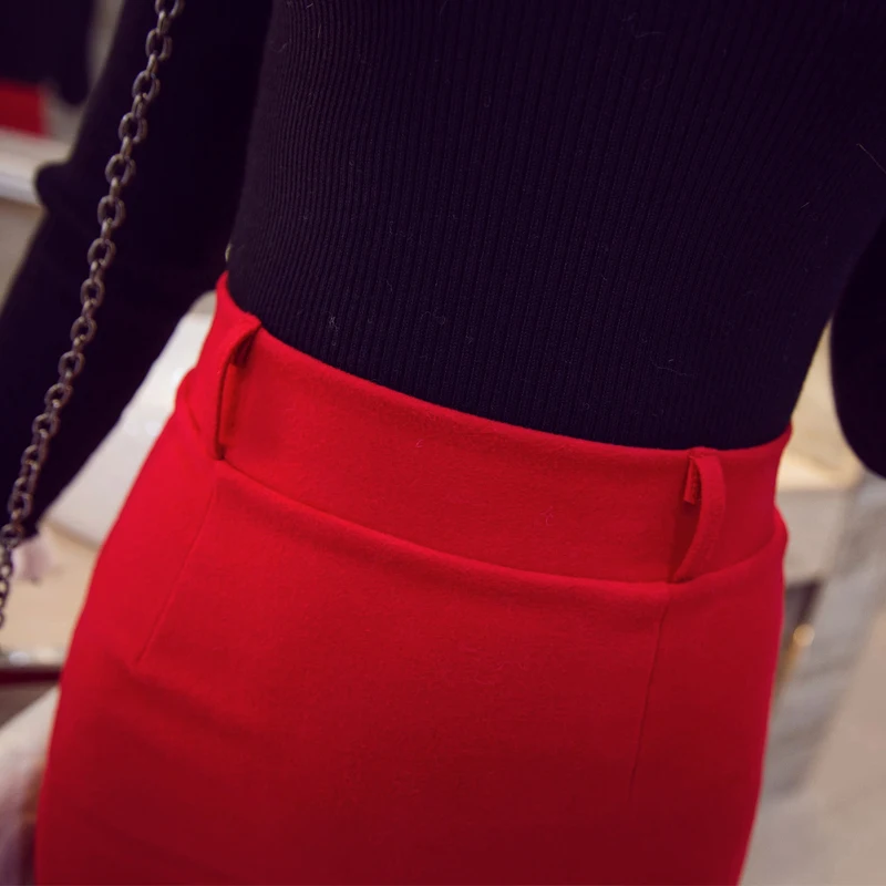 Korean Version Women's High Waist Skirt Stretch One Step Package Hip pencil Skirt faldas mujer