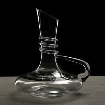 

Lead-free Crystal Decanter Premium Black Handle Decanter Wine Red Wine Decanter Restaurant Home Bar Cafe