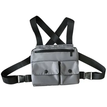 

2020 New men Fashion Trend Multifunctional Waterproof Oxford Tactical Backpack Square Vest Bag Solid color strong waterproof#BL1