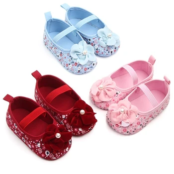 

3 Color Anti-slip Baby Girl Breathable Floral Anti-Slip Shoes With Flower Casual Sneakers Toddler Soft Soled First Walkers