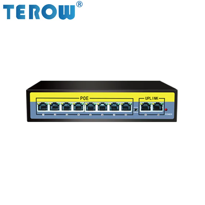 TEROW 52 в 10-портовый POE коммутатор 250 м Трансмиссия 8*10/100 порт + 2*100 UPLINK 2gbps-полный