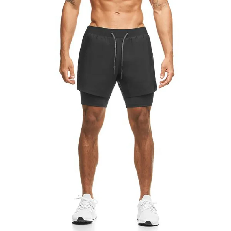 Summer Outdoor Men Sports Shorts Quick-drying Double-layer Basketball Shorts Yoga Pilate Gym Shorts Squash Tennis Sports Shorts