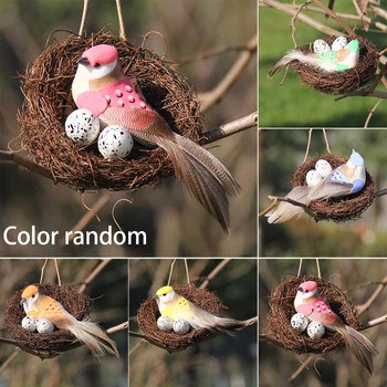 

Bird Nest Set Easter Simulation Craft Big Round Party Supplies Home Rattan Vintage Table Decor Window Display Garden Props Cute