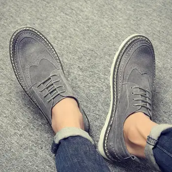 

Autumn Winter Mens Genuine Leather Suede Brogue Boots Lace Up Derby Shoes Waterproof Snow Boot Fit Shoes Men Office Italian Shoe