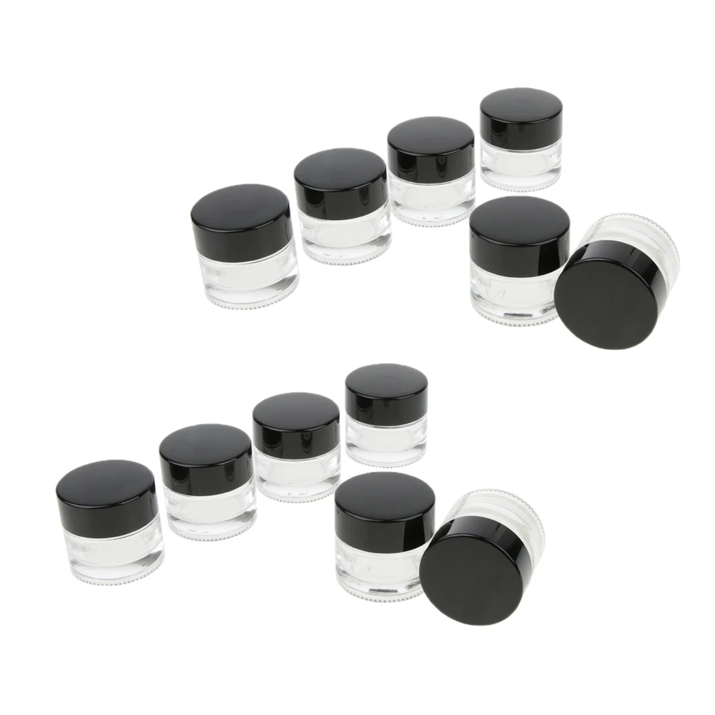 12 Pieces 5g Glass Pot Jars Lip Cream Bottle Makeup Cosmetic Container Clear