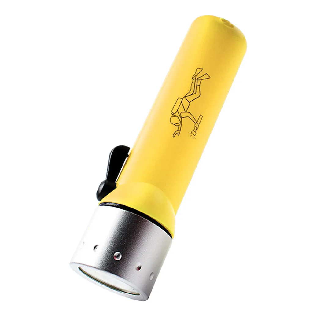 Fluorescent Yellow Подводный светодиодный фонарик с металлической головкой Q5 для дайвинга, погружной фонарь, ручная лампа, водонепроницаемый прожектор для подводного плавания под водой 25 м - Цвет: Fluorescent Yellow