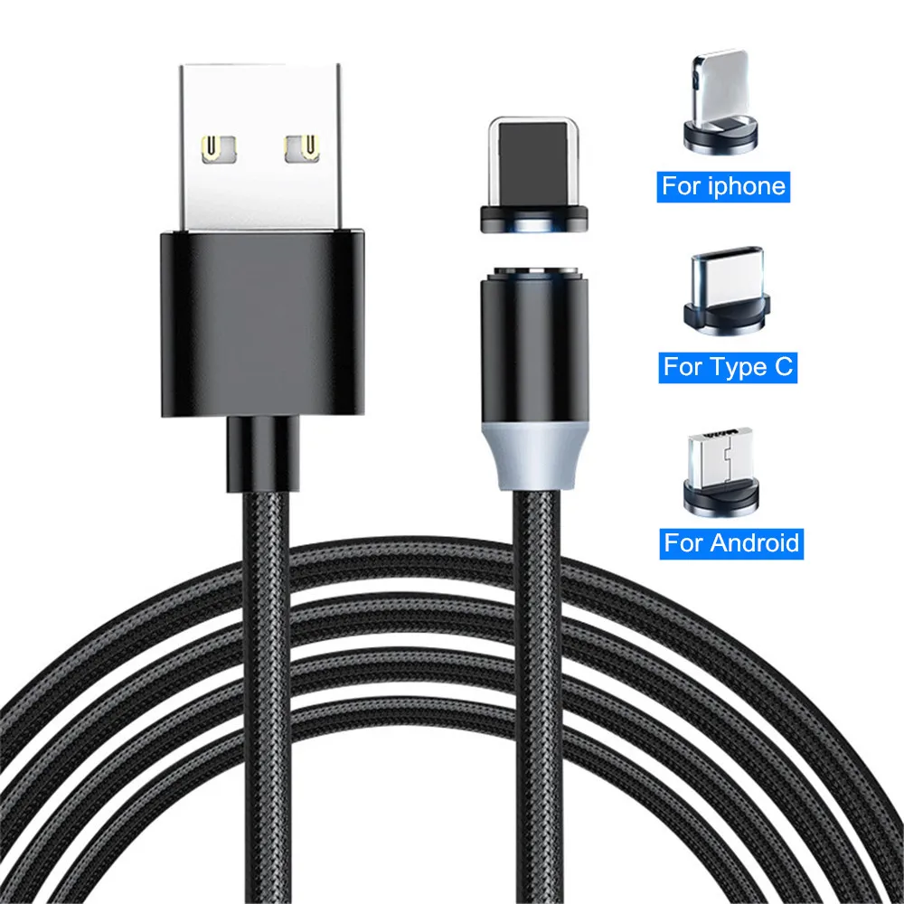 Светящийся USB Магнитный кабель для зарядки мобильных телефонов светодиодный светильник type C магнитное зарядное устройство для iPhone X samsung Galaxy S8 S9