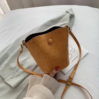 

Women New Fashion Vintage Pure Color Soft PU Leather Bucket Bag new fashion High quality designer bags 2020 Handbags and purse