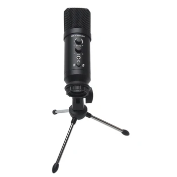 

Metal PC Computer Studio Recording Built In Reverb Condenser For Laptop USB Microphone Streaming Broadcast With Tripod Stand